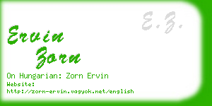 ervin zorn business card